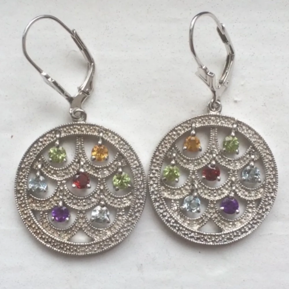 14k gold earrings with gemstones - Picture 2 of 7